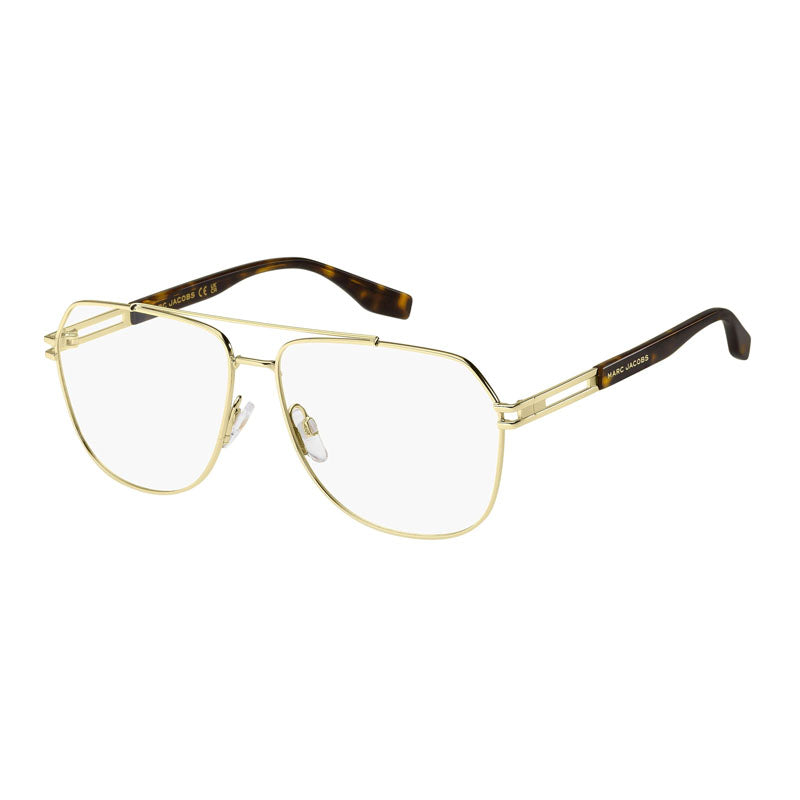 Marc Jacobs Eyeglasses Aviator Full Rim, Gold Frame and Clear Demo Lenses Lens MARC751006J00