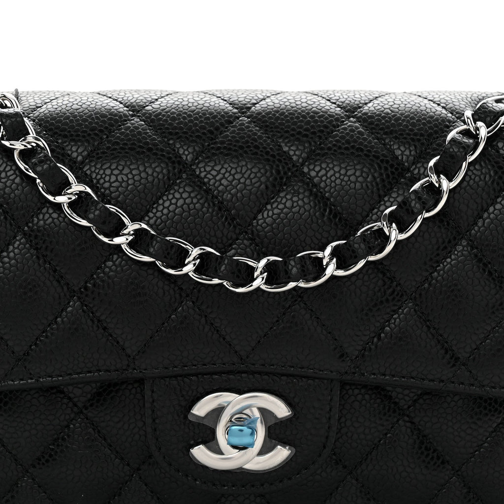Caviar Quilted Small Double Flap Black