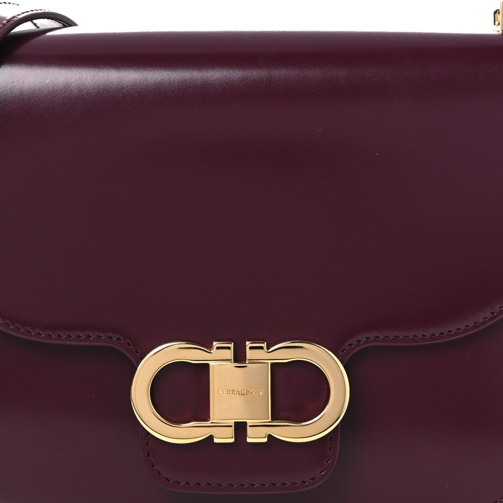 Calfskin Double Gancini Crossbody Plum