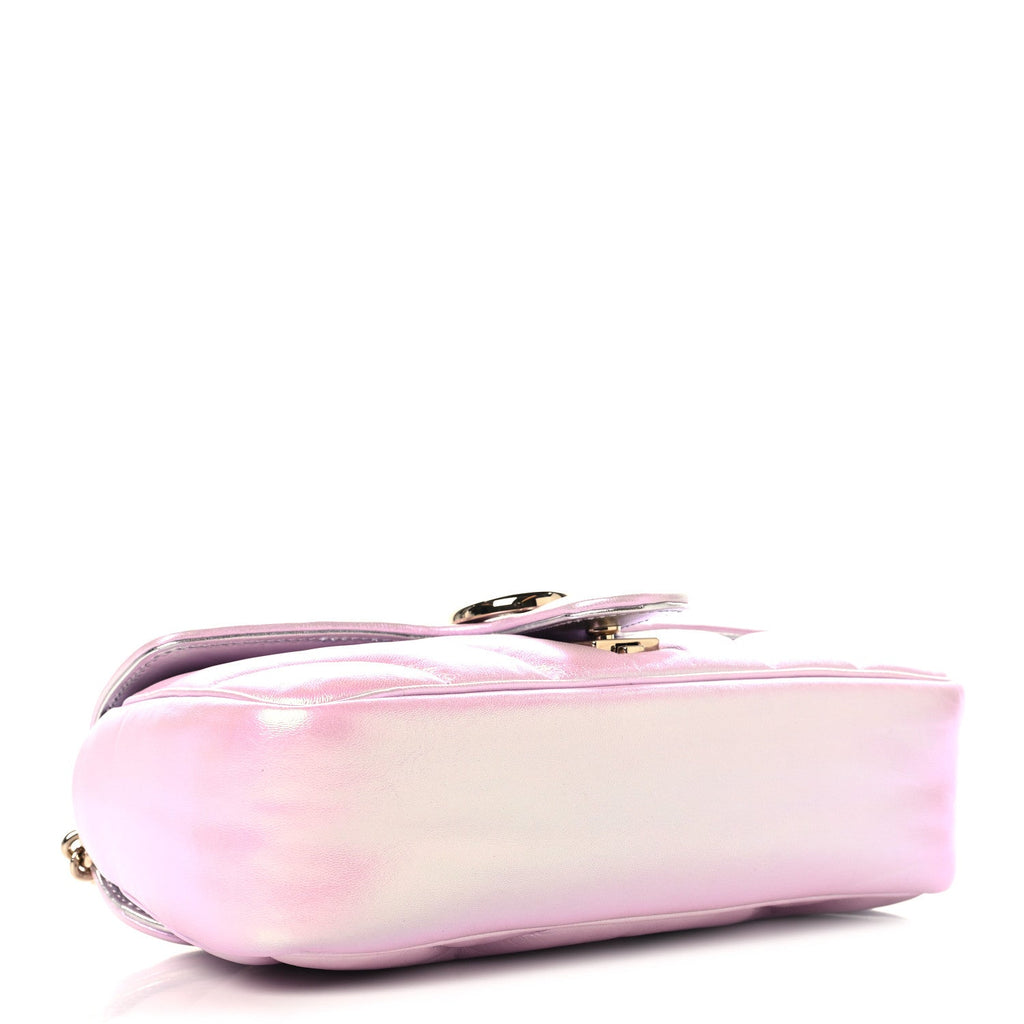 Iridescent Nappa Chevron Matelasse Small GG Marmont Shoulder Bag Iridescent Escape Pink