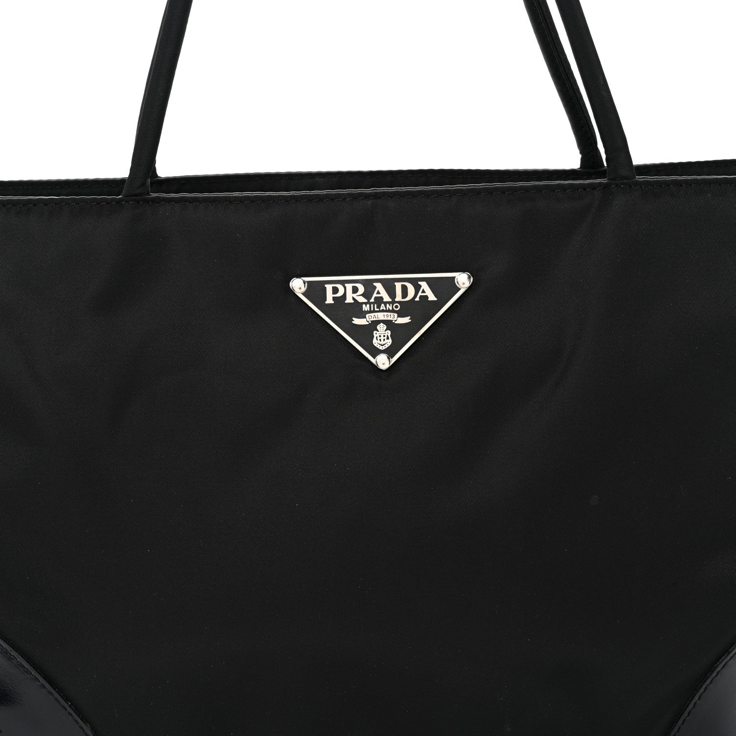 Tessuto Nylon Calfskin Shopping Tote Black