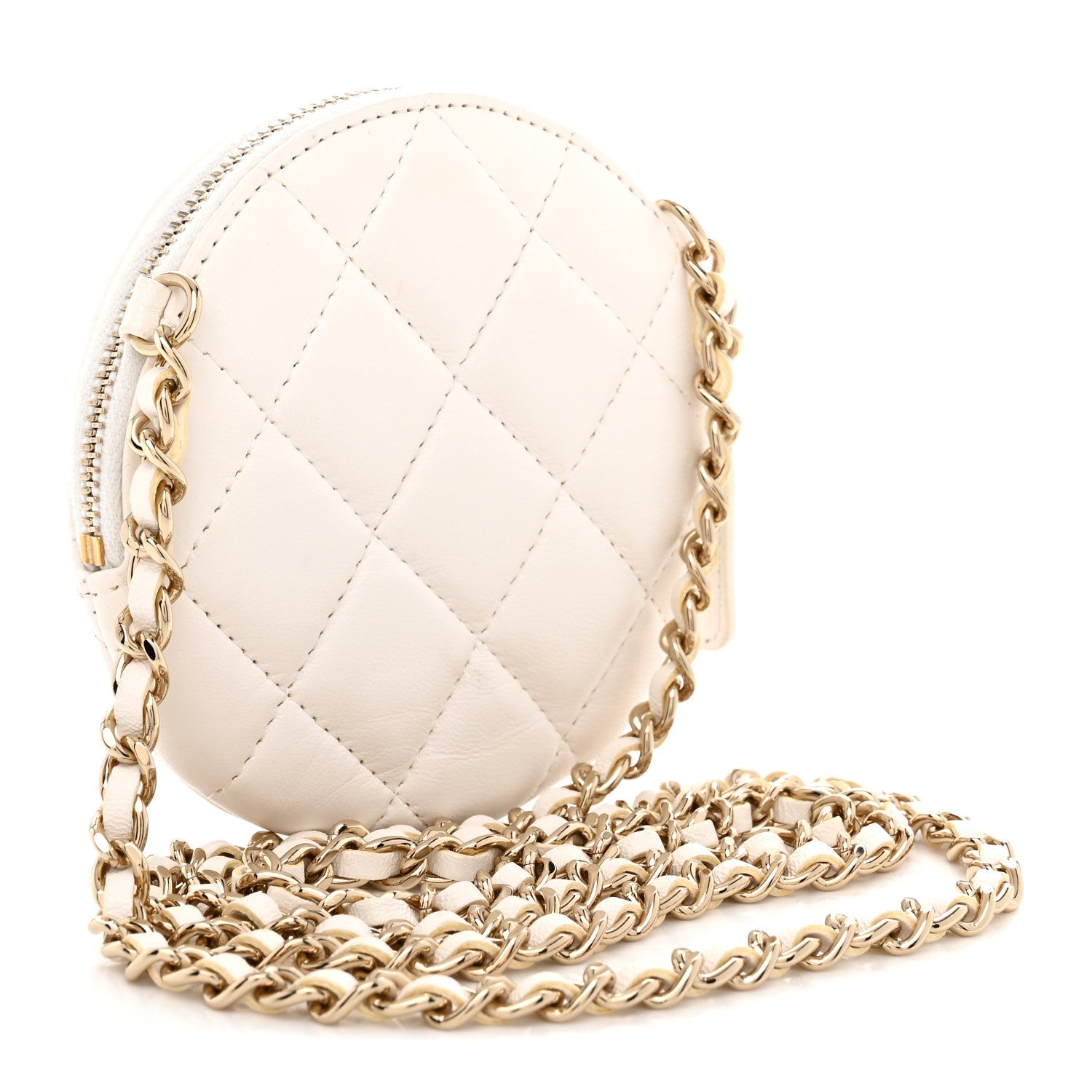 Lambskin Mini Camellia Bouquet Clutch With Chain White
