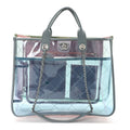 PVC Lambskin Stitched Medium Coco Splash Shopping Bag Blue Green Pink
