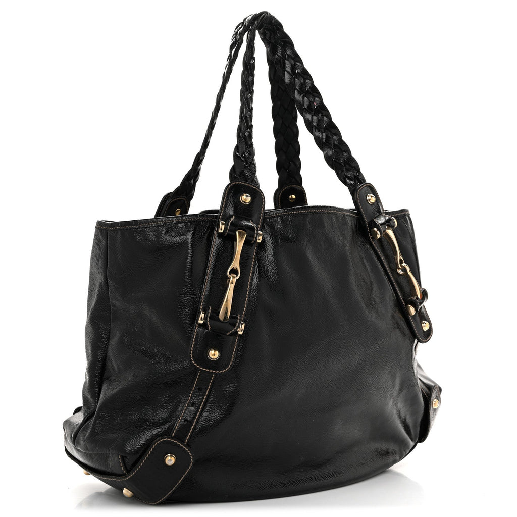 Patent Medium Pelham Shoulder Bag Black