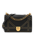 Lambskin Studded Medium Diorama Flap Bag Black