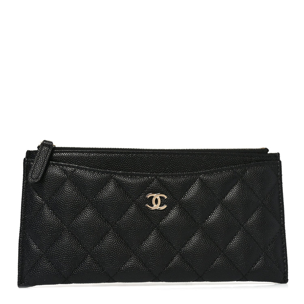 Caviar Quilted Classic Zip Pouch Black