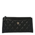 Caviar Quilted Classic Zip Pouch Black