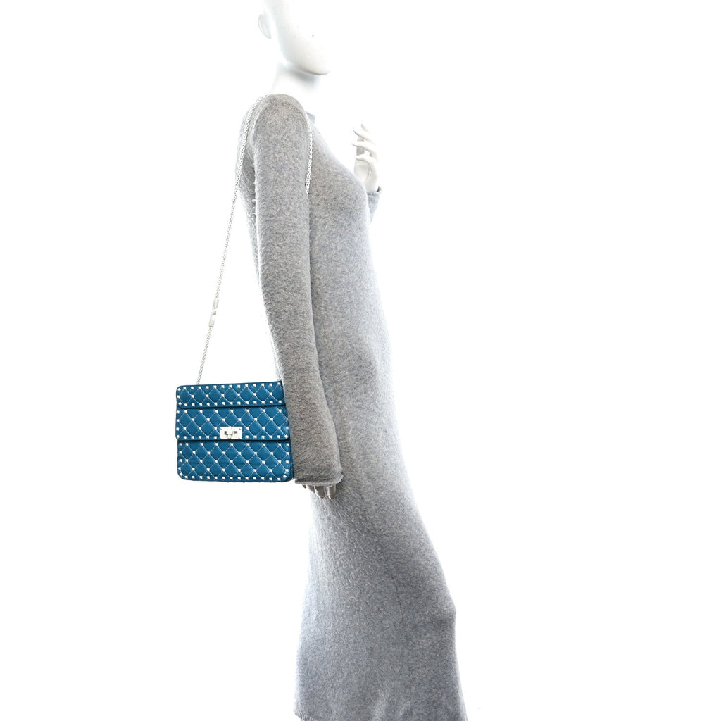 Nappa Medium Free Rockstud Spike Shoulder Bag Cerulean