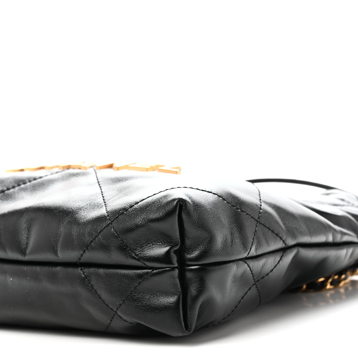 Shiny Calfskin Quilted Mini Chanel 22 Black