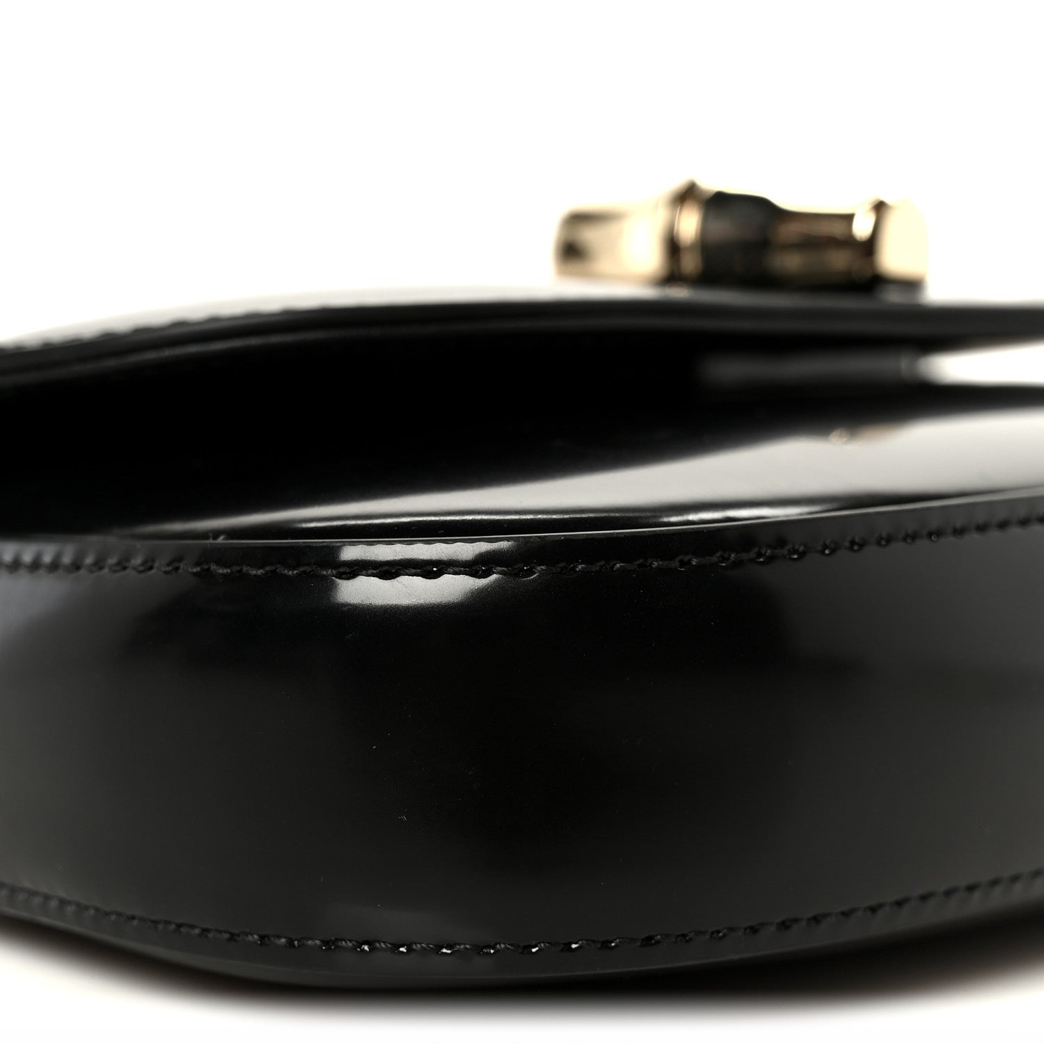 Shiny Calfskin Small Bamboo Night Bag Black