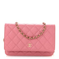 Caviar Quilted Wallet on Chain WOC Pink