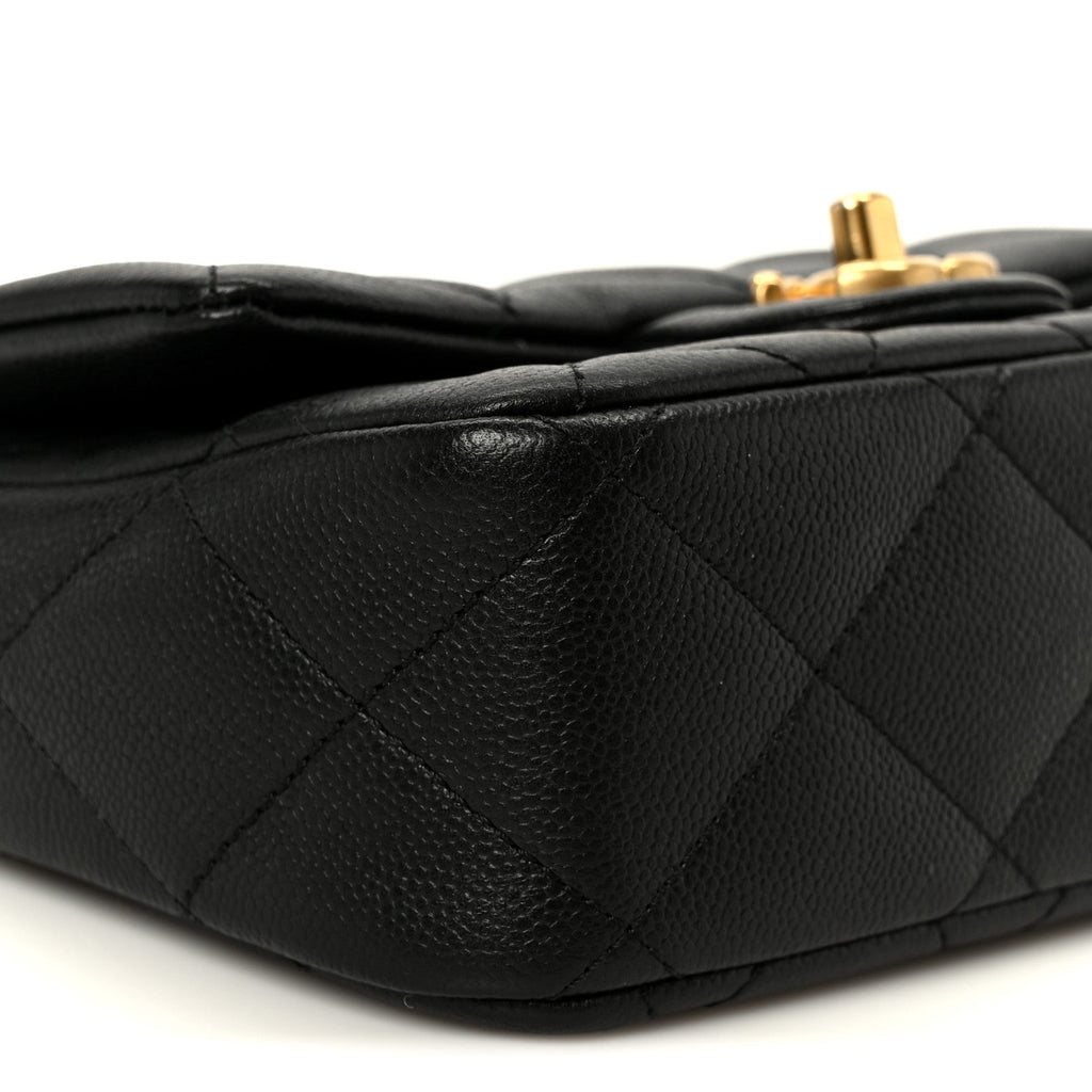 Caviar Quilted Mini Sweetheart Rectangular Flap Black