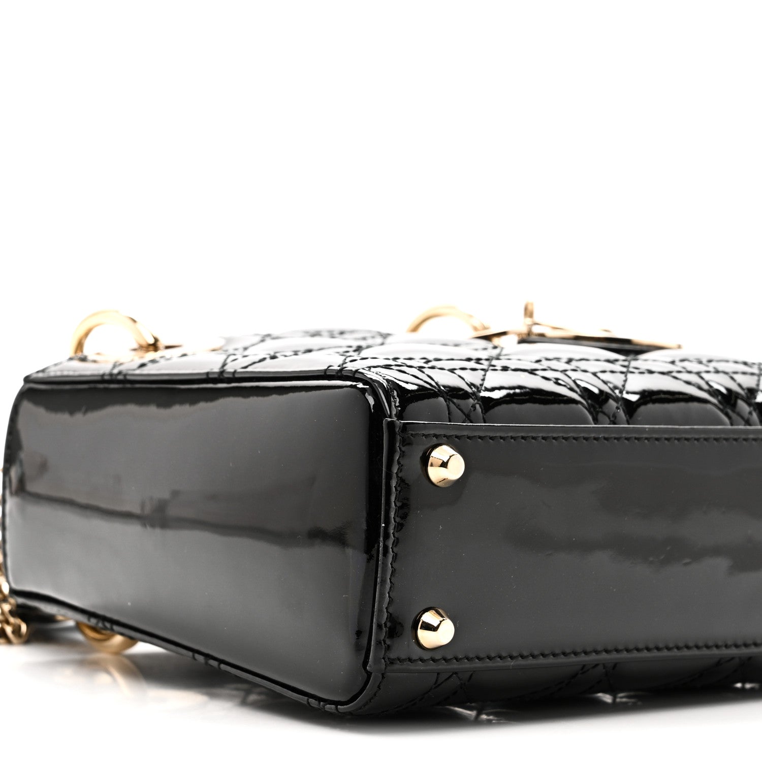 Patent Cannage Mini Lady Dior Black