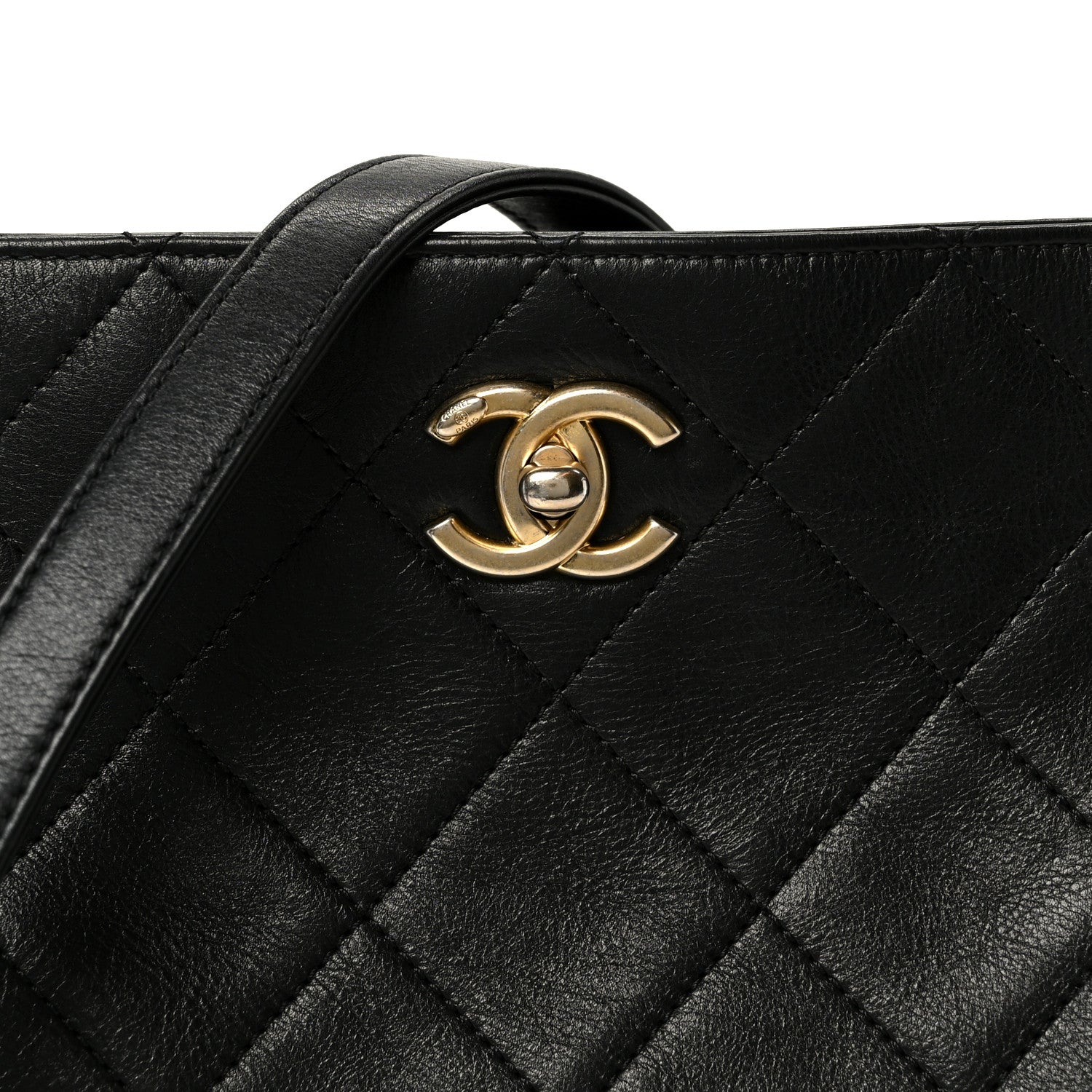 Calfskin Quilted Framing Chain Hobo Black