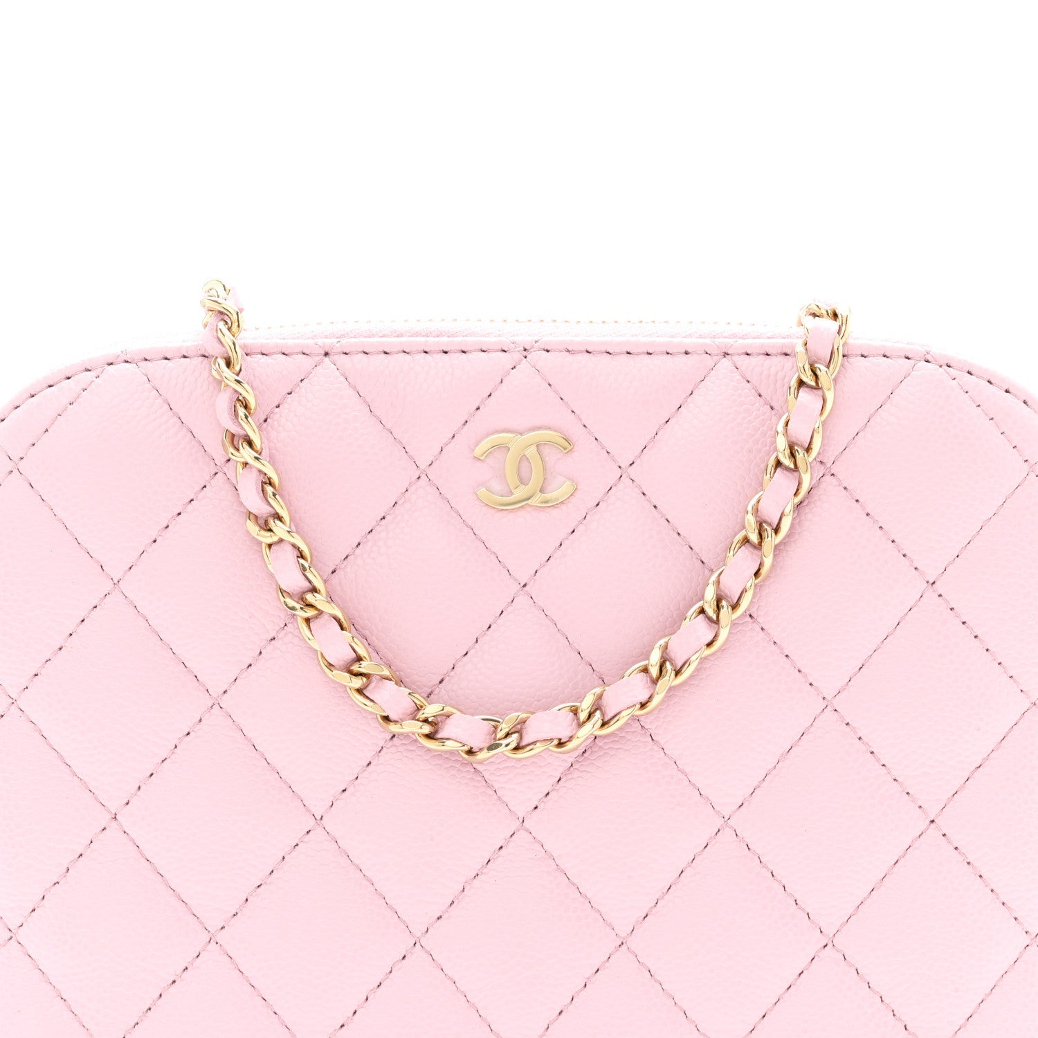Caviar Quilted Classic Clutch With Chain Pink