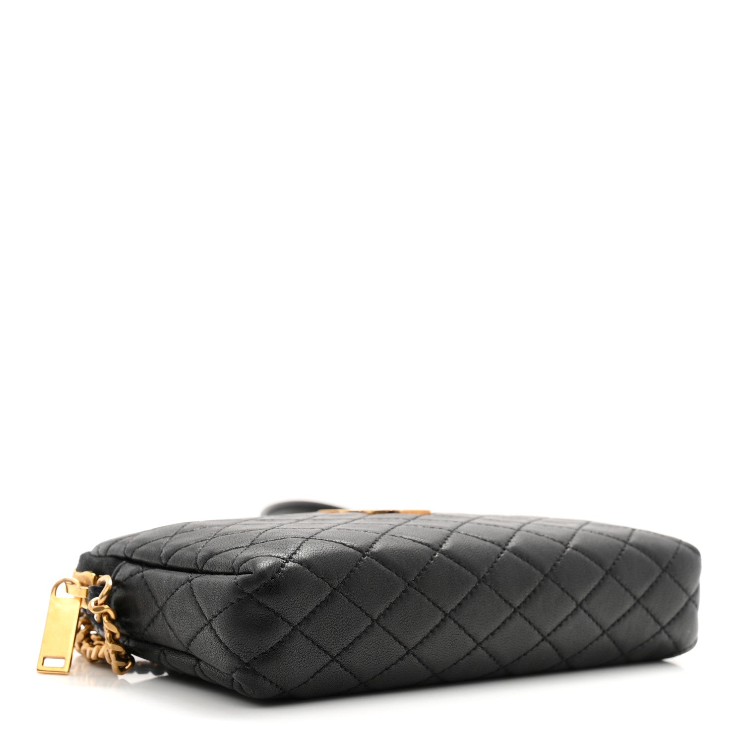 Lambskin Quilted Gaby Zipped Pouch Black