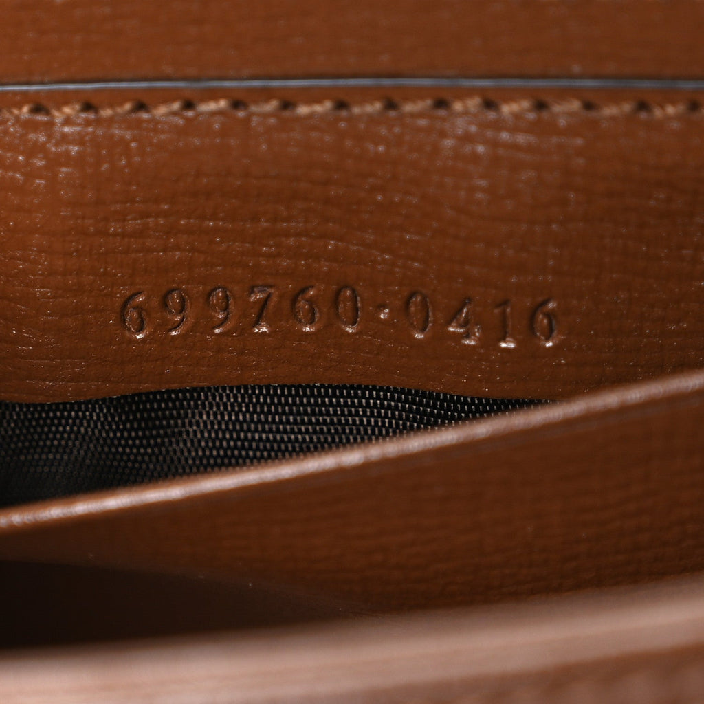 GG Supreme Monogram Azalea Calfskin Web Horsebit 1955 Wallet On Strap Beige Ebony Brown Sugar