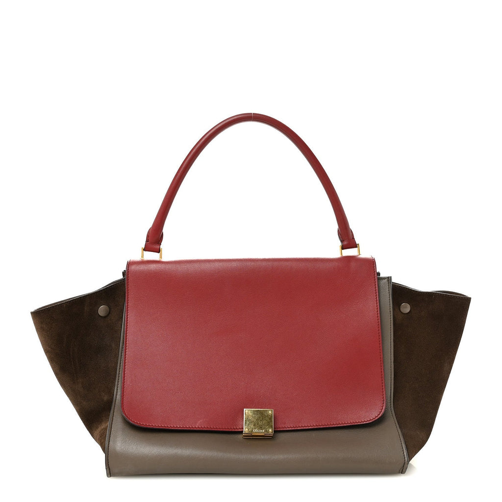 Calfskin Suede Large Tri-color Trapeze Taupe