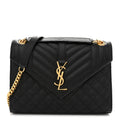 Grain De Poudre Textured Mixed Matelasse Triquilt Medium Monogram Satchel Black