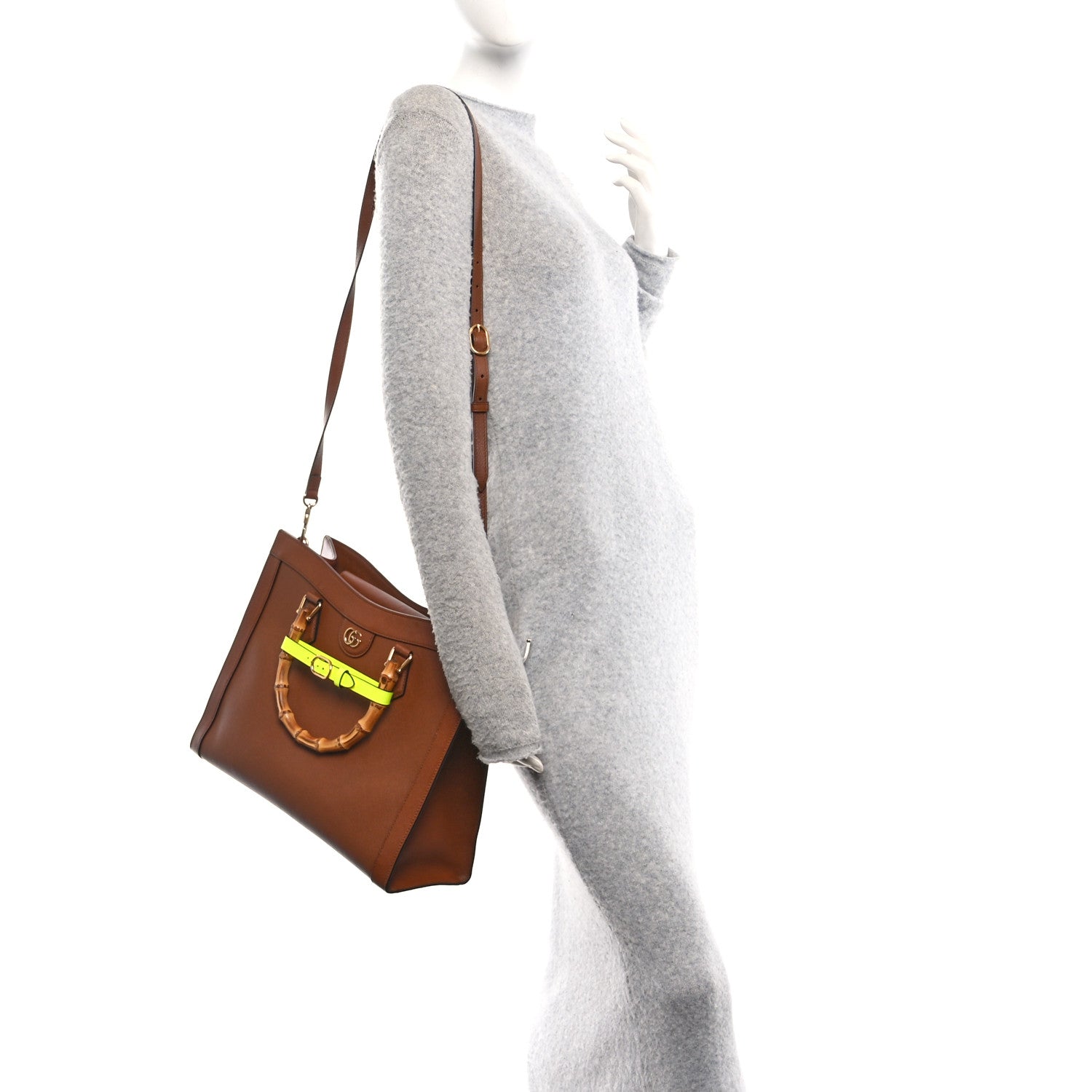 Wonka Grain Calfskin Medium Diana Tote Bag Cuir Yellow Fluo