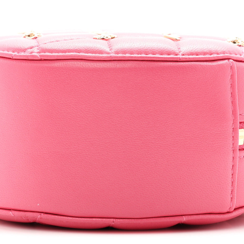 Lambskin Quilted All About Chanel Round Clutch With Chain Pink