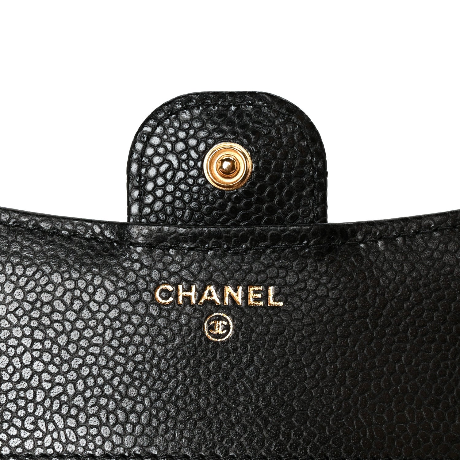 Caviar Quilted Compact Flap Wallet Black
