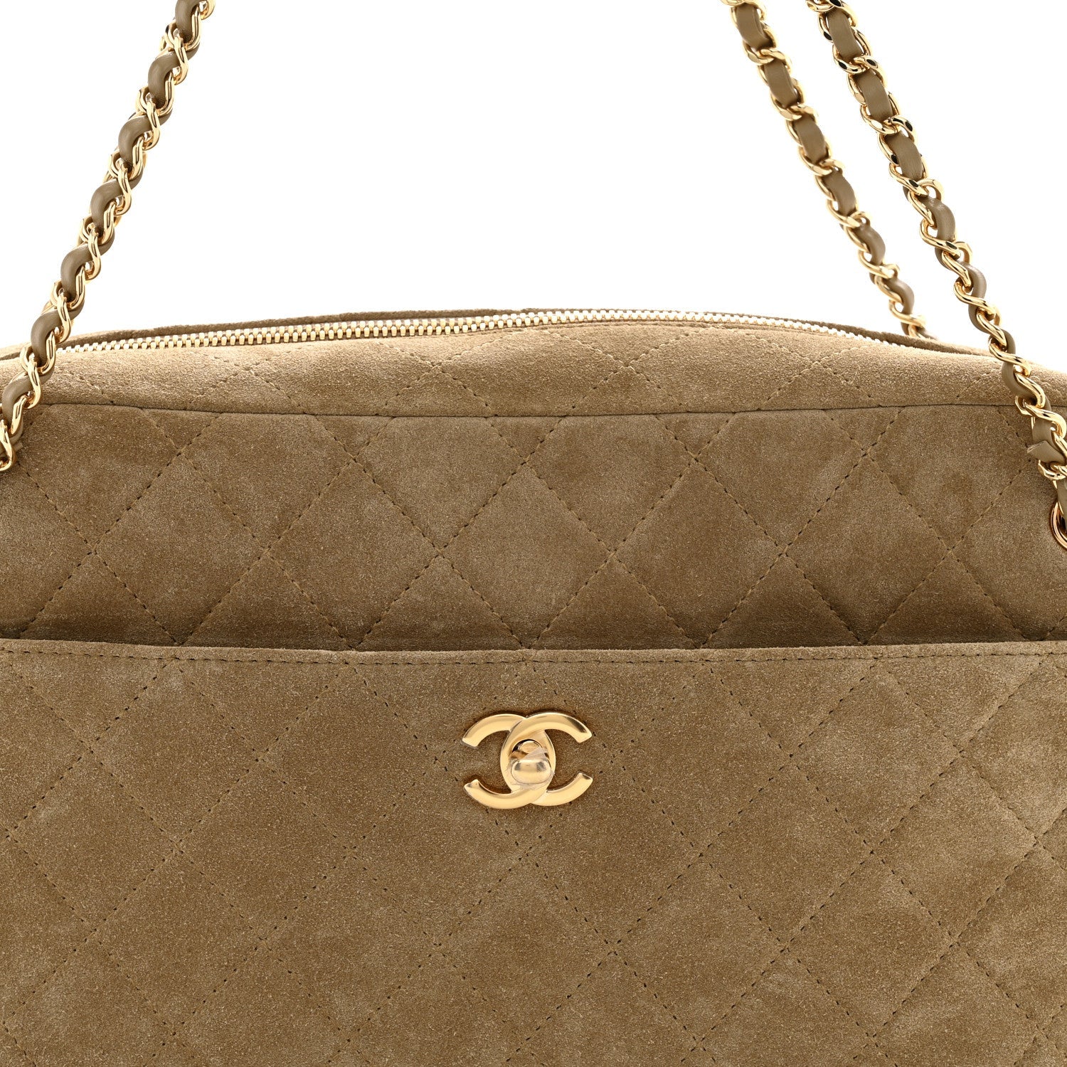 Suede Quilted Camerissimo Case Dark Beige