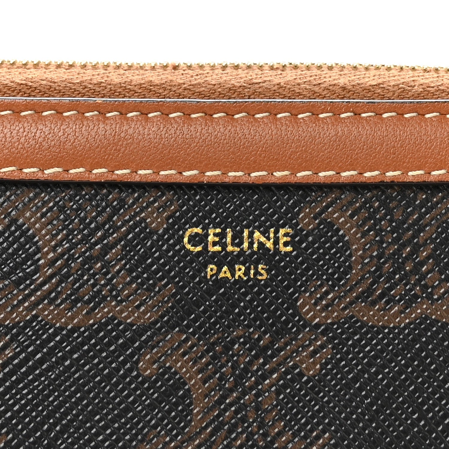 Triomphe Canvas Lambskin Clutch On Chain Tan