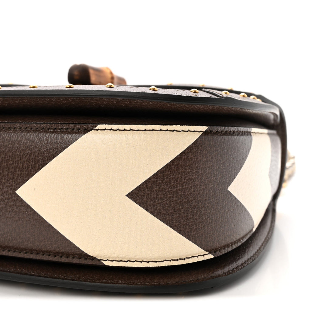 GG Supreme Monogram Studded Calfskin Centum Medium Bamboo 1947 Top Handle Bag Beige Ebony Multicolor