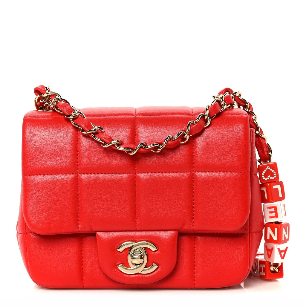 Lambskin Resin Crystal Square Quilted Monacoco Mini Flap Rogue