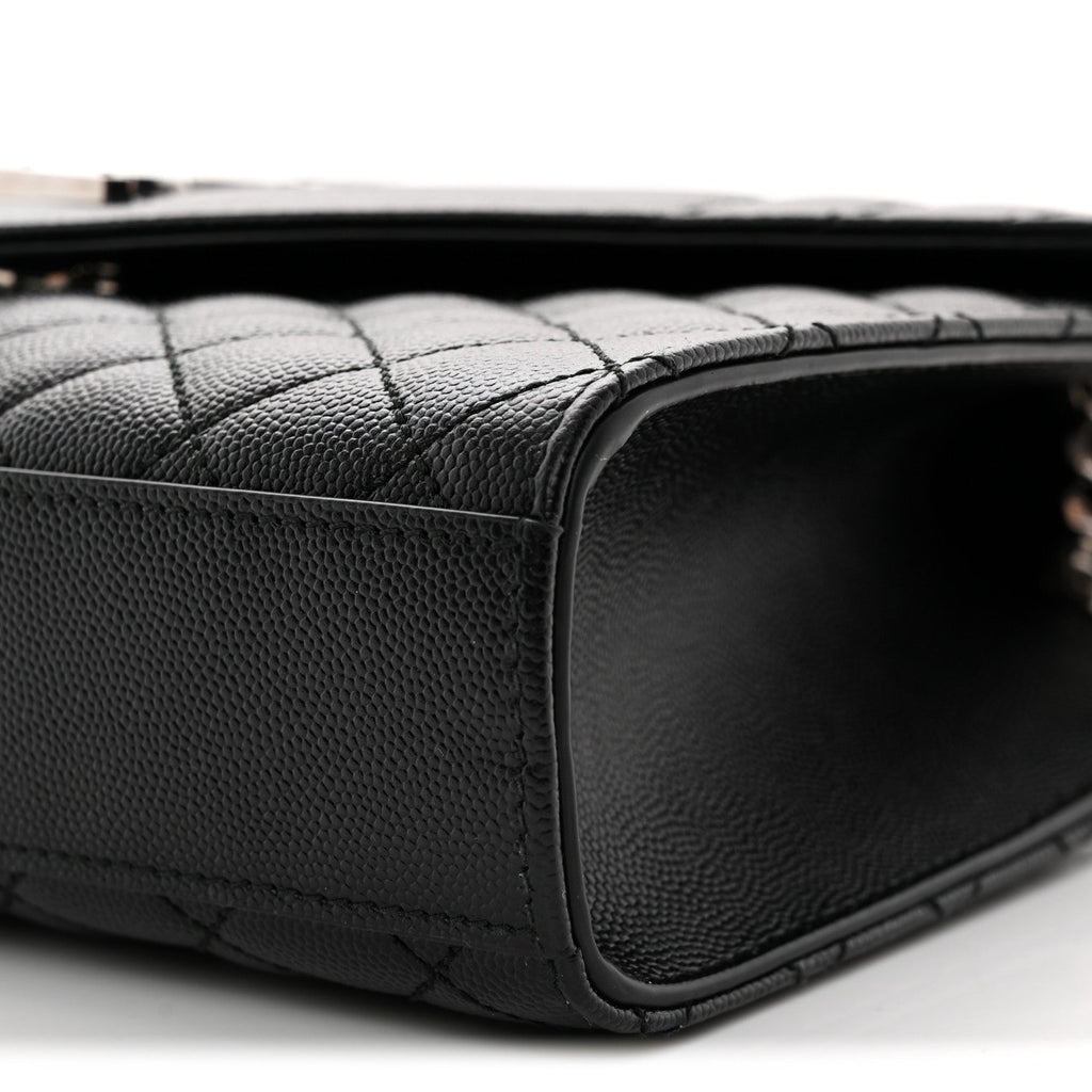 Grain De Poudre Textured Mixed Matelasse Triquilt Medium Monogram Satchel Black