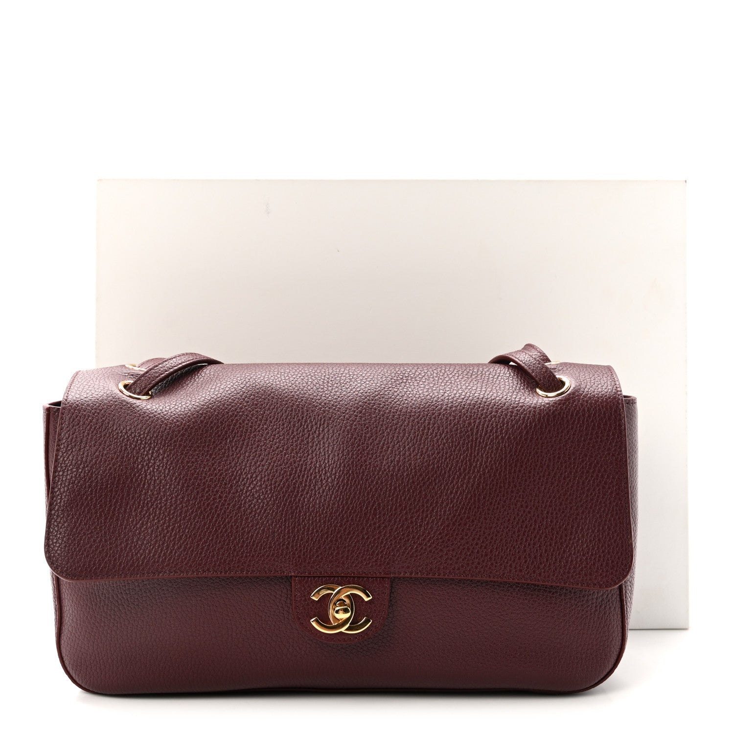 Grained Calfskin Small Souplissimo Maxi Flap Burgundy