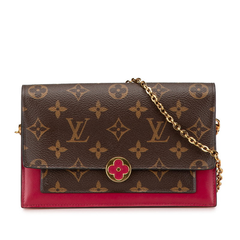 Louis Vuitton Portefeuille Floral Monogram Leather Chain Shoulder Bag