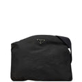 Prada Triangle Logo Plate Nylon Shoulder Bag
