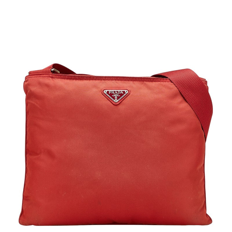 Prada Triangle Logo Plate Nylon Shoulder Bag