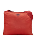 Prada Triangle Logo Plate Nylon Shoulder Bag