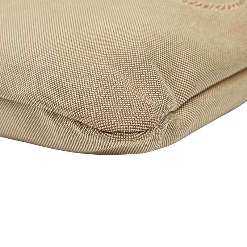 Prada Logo Jacquard Canvas Leather Shoulder Bag