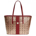 MCM Anya Champagne Gold Monogram Visetos Canvas Medium Tote Bag