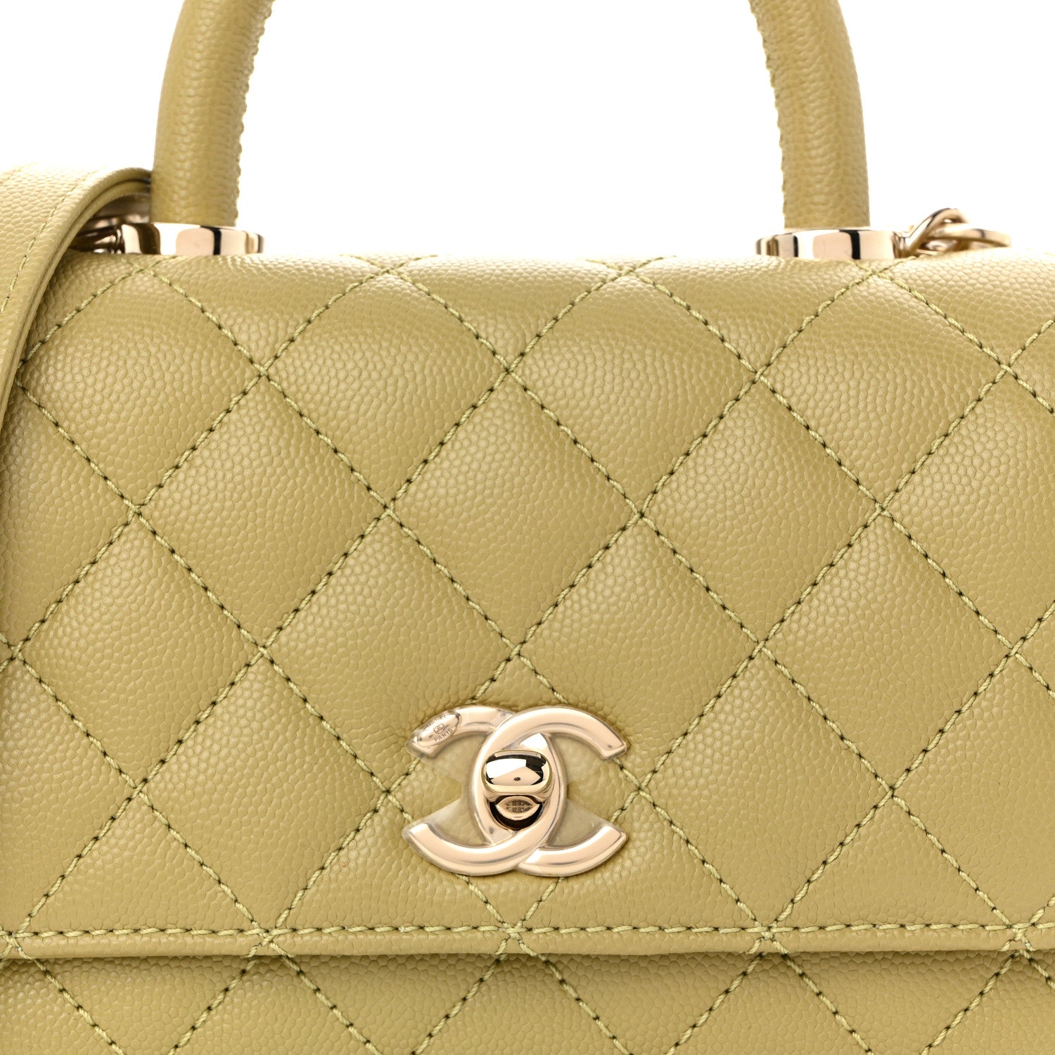 Caviar Quilted Extra Mini Coco Handle Flap Light Green
