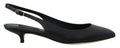 Dolce & Gabbana Black Leather Slingbacks Heels Pumps Women's Shoes