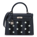 Epsom Tadelakt Chevre Mysore Casaque Etoilee Kelly Sellier 25 Ardoise Black Vert Peppermint