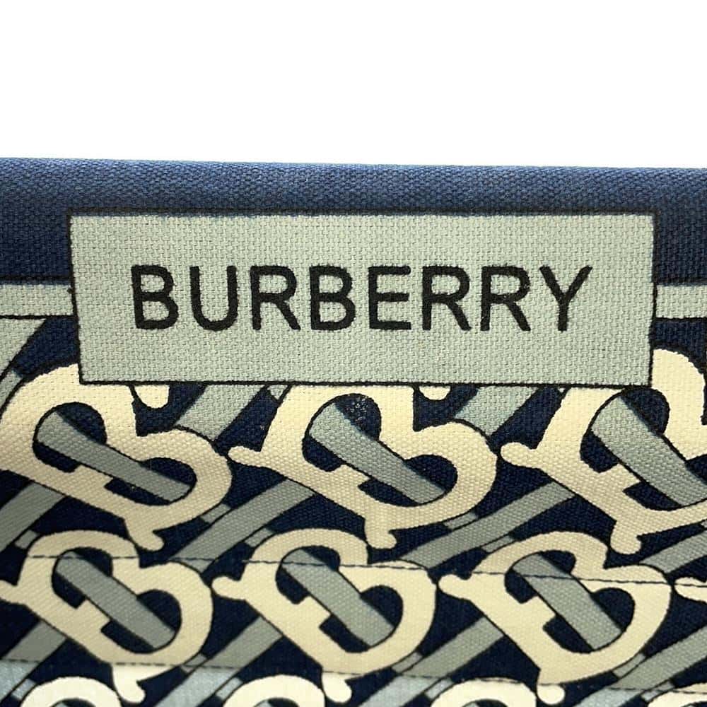 BURBERRY TBMonogram Folding Deck Chair Natural/Navy Wood Cotton