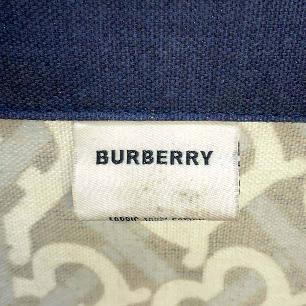 BURBERRY TBMonogram Folding Deck Chair Natural/Navy Wood Cotton