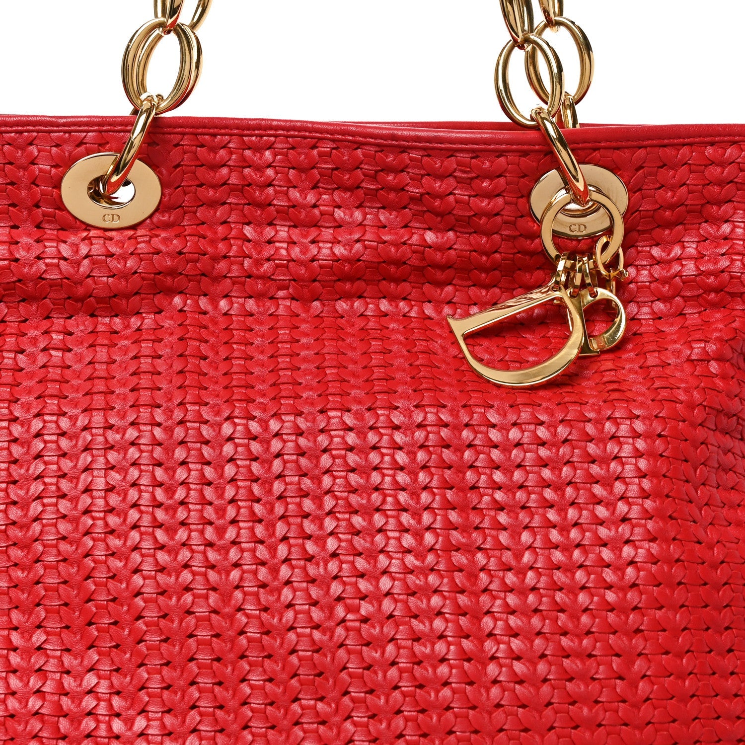 Lambskin Woven Large Dior Soft Tote Rouge Moyen