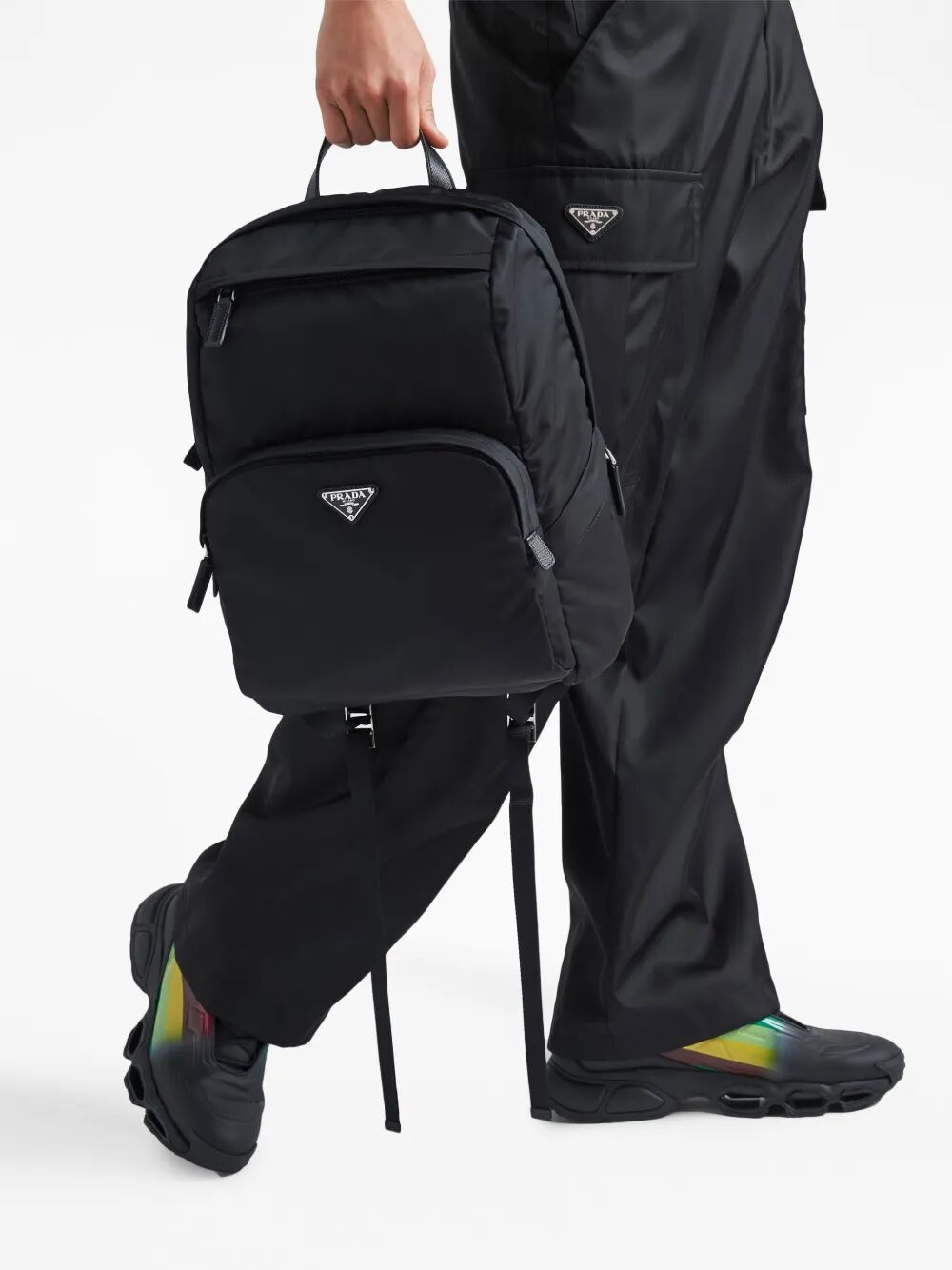 Prada Men Re-Nylon And Saffiano Leather Backpack