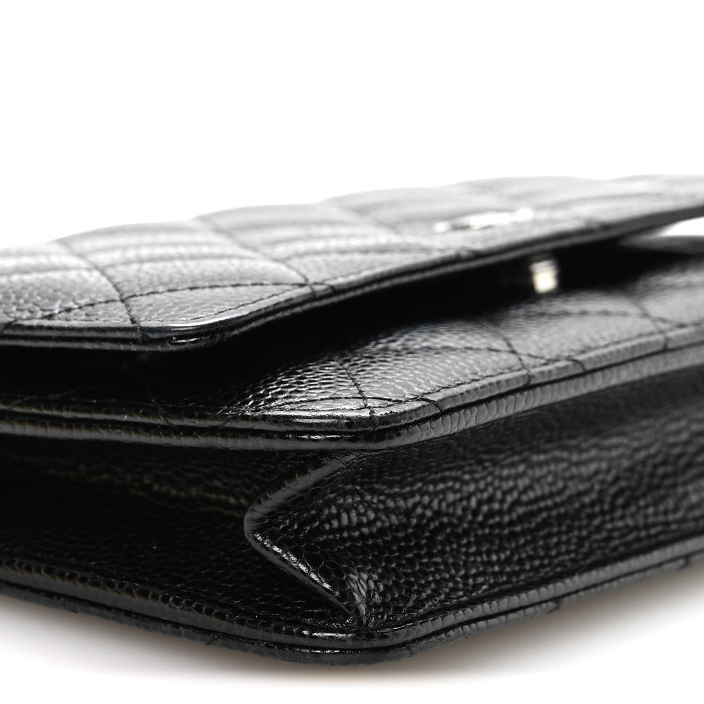 Caviar Quilted Wallet on Chain WOC Black