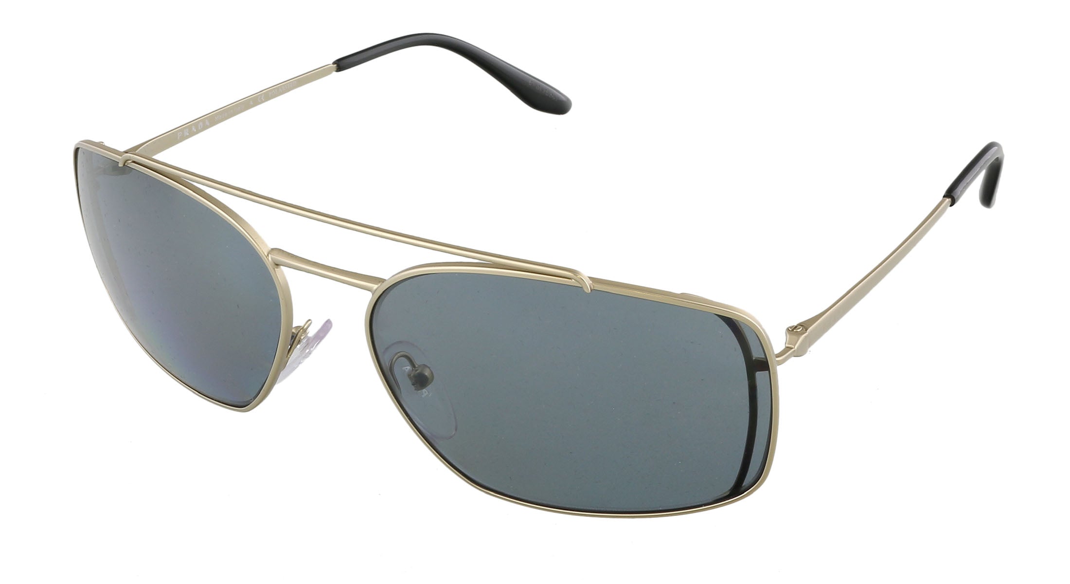Prada Silver Rectangular PR 64VS  1BK5Z1 Sunglasses