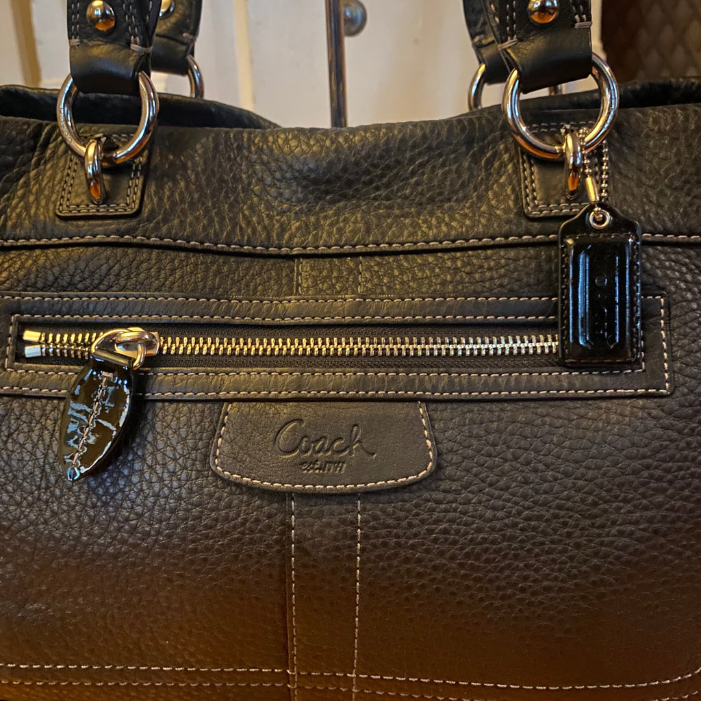 COACH Penelope Pebbled Leather Shoulder Bag Black # 14426