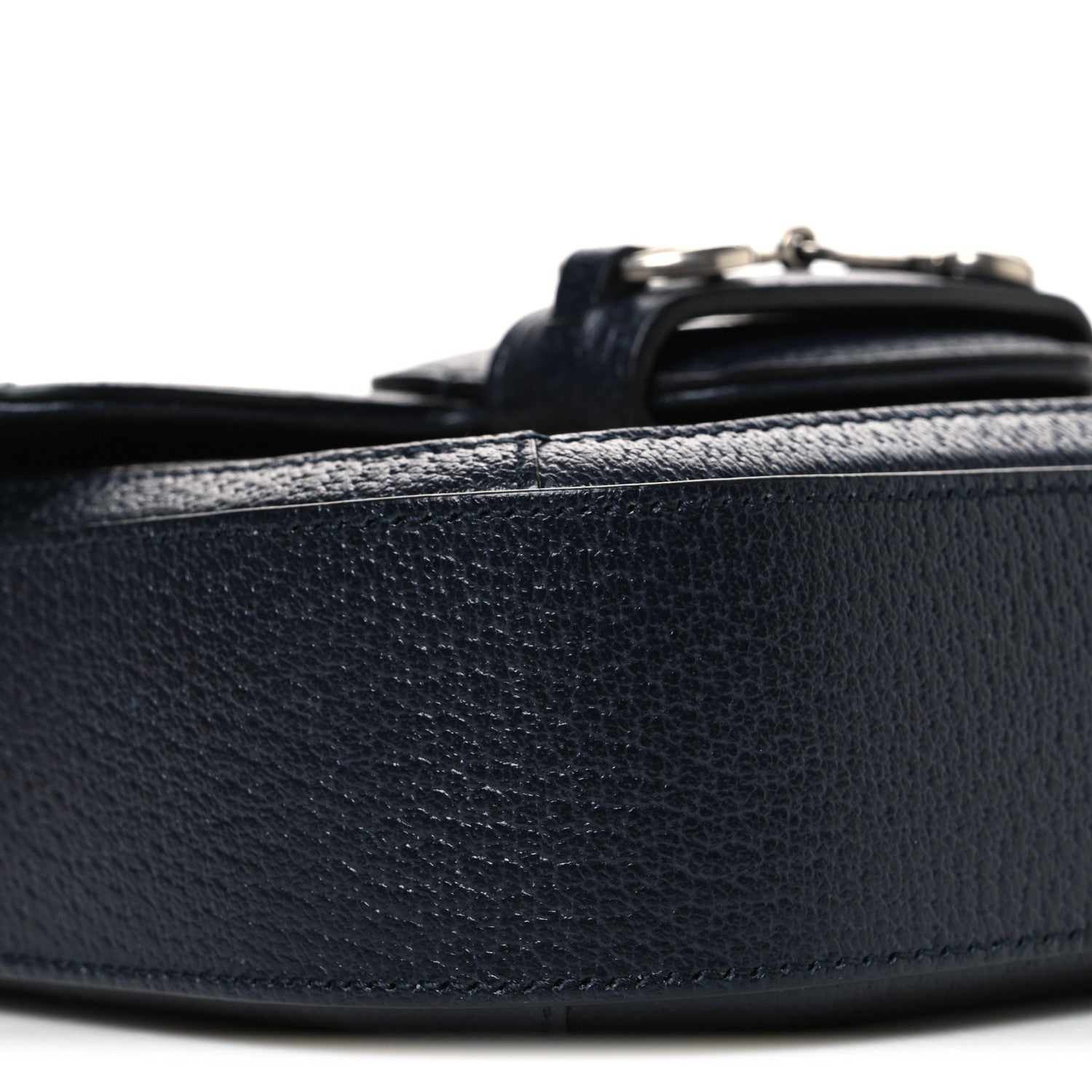 GG Supreme Monogram Textured Dollar Calfskin Web Mini Horsebit 1955 Shoulder Bag Beige Blue