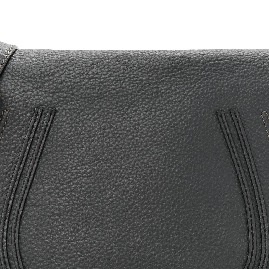 Grained Calfskin Medium Marcie Saddle Bag Iron Grey